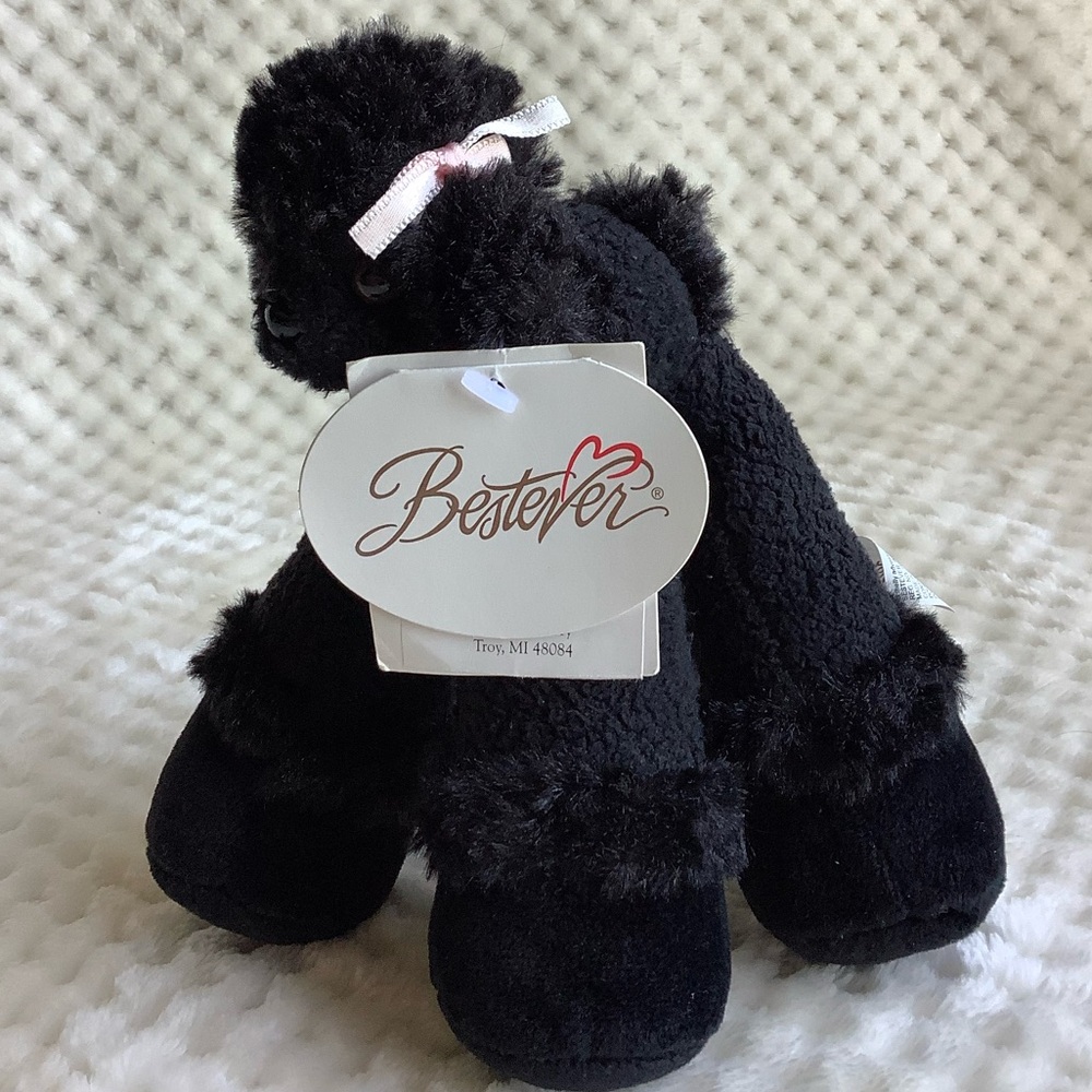 Bestever Plush Black Poodle Puppy Dog Funny Feet Stuffed Animal Toy w Tags